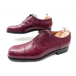 CHAUSSURES JM WESTON RICHELIEU 42 42.5 EN CUIR DE CROCODILE BORDEAUX 3900€