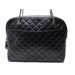 SAC A MAIN CHANEL CAMERA GM 34 CM EN CUIR MATELASSE NOIR CHAINE DORE PURSE 3600€