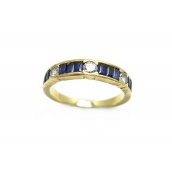 BAGUE SERTIE DIAMANTS & SAPHIRS 3.5 GR 