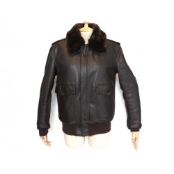 BLOUSON SCHOTT CUIR MARRON PEAU LAINEE S 