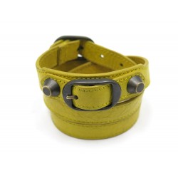 BRACELET BALENCIAGA CLASSIC TRIPLE TOUR 236342 EN CUIR JAUNE LEATHER JEWEL 175€