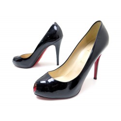 CHAUSSURES CHRISTIAN LOUBOUTIN 39 ESCARPINS EN CUIR VERNIS NOIR COURT SHOES 515€