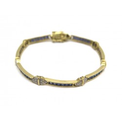 VINTAGE BRACELET ARTICULE OR JAUNE 18K 152GR 84 DIAMANTS 0.42CT 42 SAPHIRS 2.4€