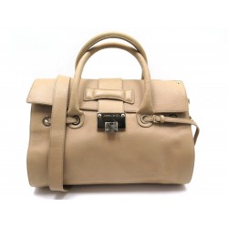 SAC A MAIN JIMMY CHOO ROSALIE BANDOULIERE EN CUIR BEIGE LEATHER BAG PURSE 1100€