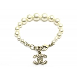 NEUF BRACELET CHANEL EN PERLES & LOGO CC STRASS BOITE SAC POCHON PEARLS NEW 420€