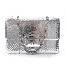 NEUF SAC A MAIN CHANEL TIMELESS BANDOULIERE EN CUIR PYTHON ARGENTE HANDBAG 8100€