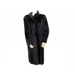 MANTEAU LONG M 38 40 EN FOURRURE DE QUEUES DE VISON MARRON VESTE BROWN FUR COAT