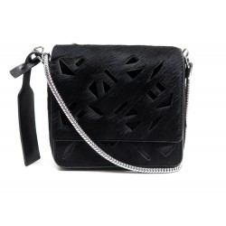 NEUF SAC A MAIN KENZO CUIR CRIN DE POULAIN NOIR BANDOULIERE HAND BAG BLACK PURSE