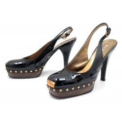 CHAUSSURES MIU MIU ESCARPINS 5J4598 39 40 EN CUIR VERNI NOIR LEATHER SHOES 550€