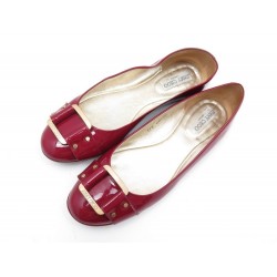  CHAUSSURES JIMMY CHOO 134MORSE BALLERINES 39.5 CUIR VERNI ROSE FLAT SHOES 395