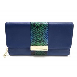 NEUF PORTEFEUILLE SEE BY CHLOE KRISTEN 9P7619-P190 CUIR PYTHON BLEU WALLET 350€