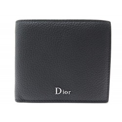 NEUF PORTEFEUILLE DIOR CUIR GRAINE NOIR 