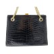 SAC A MAIN 28 CM EN CUIR DE CROCODILE NOIR BLACK LEATHER HANDBAG PURSE