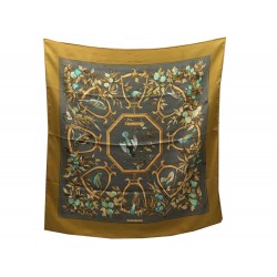 FOULARD HERMES RAMAGE 1970 LENKE SZECHENZYL CARRE EN SOIE GRIS SILK SCARF 370€