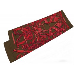 FOULARD HERMES LE MORS A LA CONETABLE D ORIGNY MAXI TWILLY SOIE KAKI SCARF 295€