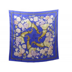 FOULARD HERMES FLEURS & RAISINS VAUZELLES CARRE EN SOIE VIOLET SILK SCARF 370€