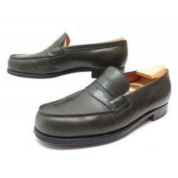 CHAUSSURES JM WESTON 180 7D 41 MOCASSINS EN CUIR KAKI LEATHER LOAFERS SHOES 590