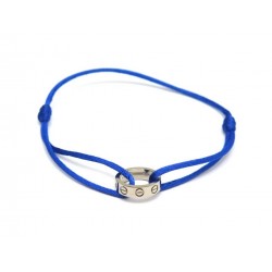 NEUF BRACELET LOVE ANNEAU EN OR BLANC 18K CORDON BLEU + SAC BOITE GOLD 1000€