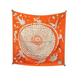 NEUF FOULARD HERMES REVE DE CORAIL SOIE ORANGE 