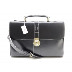 NEUF PORTE DOCUMENTS LANCEL ELSA A02220 EN CUIR NOIR BANDOULIERE CARTABLE 690€