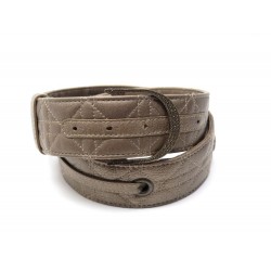 CEINTURE CHRISTIAN DIOR CANNAGE TAILLE 90 CUIR BRONZE LOGO D EN STRASS BELT 380