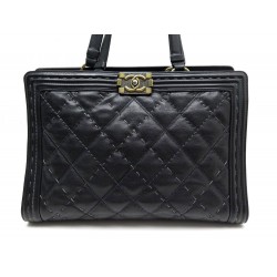 SAC A MAIN CHANEL BOY AVEC POIGNEES 36CM EN CUIR MATELASSE NOIR HAND BAG 3900€