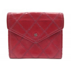 PORTE MONNAIE CHANEL CUIR ROUGE 