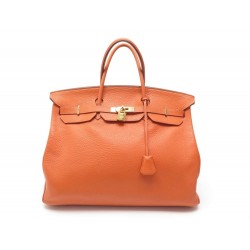 SAC A MAIN HERMES BIRKIN 40 EN CUIR TOGO ORANGE METAL DORE HAND BAG GOLD METAL