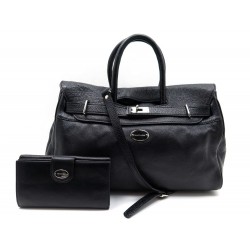 SAC A MAIN MAC DOUGLAS PYLA BUNI S BUFFLE CUIR GRAINE NOIR + PORTEFEUILLE 528€