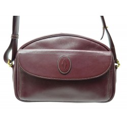 VINTAGE SAC A MAIN MUST DE CARTIER BESACE EN CUIR BORDEAUX BURGUNDY PURSE 1440€