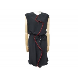 NEUF ROBE LOUIS VUITTON TAILLE 42 L EN SOIE NOIR & ROUGE BLACK SILK DRESS 2200€