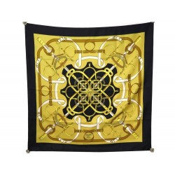 FOULARD HERMES EPERON D'OR PAR HENRI D'ORIGNY EN SOIE NOIR BLACK SILK SCARF 370€