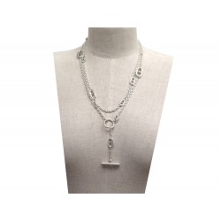 COLLIER HERMES SAUTOIR FARANDOLE H104568B00 120 CM ARGENT MASSIF NECKLACE 1230€