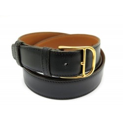 CEINTURE HERMES ETRIVIER T95 EN CUIR NOIR & BOUCLE DORE BLACK LEATHER BELT 790