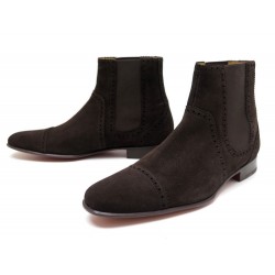 NEUF CHAUSSURES HERMES 42.5 BOTTINES CHELSEA EN DAIM MARRON BOOTS SHOES 890€