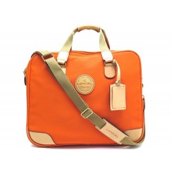 NEUF SAC DE VOYAGE LANCEL 50 CM BANDOULIERE EN TOILE ORANGE TRAVEL HANDBAG 375€