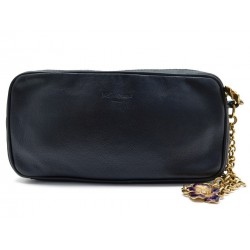 NEUF POCHETTE YVES SAINT LAURENT 178191 EN CUIR NOIR TROUSSE BLACK CLUTCH 650€