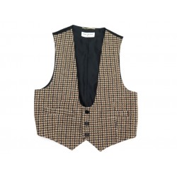 NEUF GILET SAINT LAURENT TAILLE 36 MOTIF PIED DE POULE EN LAINE & SOIE WAISTCOAT