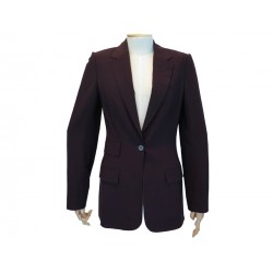 NEUF VESTE HERMES T 36 S EN LAINE PRUNE & SOIE IMPRIMEE PADDOCK JACKET 2000€