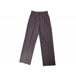 NEUF PANTALON HERMES 38 M EN LAINE MARRON FEMME BROWN WOOL TROUSERS NEW 1400€