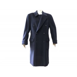 NEUF MANTEAU CHRISTIAN DIOR LONG T 46 XL EN LAINE BLEU MARINE WOOL COAT 2500€