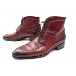 CHAUSSURES SANTONI 8 IT 43 FR BOTTINES WOODEN CUIR + EMBAUCHOIRS JM WESTON 790€