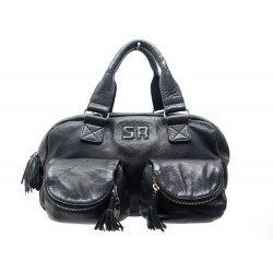 SAC A MAIN SONIA RYKIEL 33 CM EN CUIR NOIR DEUX POCHES BLACK HAND BAG 450€