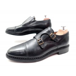 CHAUSSURES BOWEN MOCASSINS BI BOUCLES 9.5 42.5 CUIR COUSU NORVEGIEN SHOES 325€