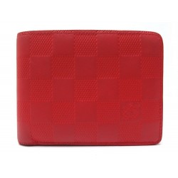 PORTEFEUILLE LOUIS VUITTON MARCO CUIR DAMIER INFINI N63334 ROUGE RED WALLET 550€