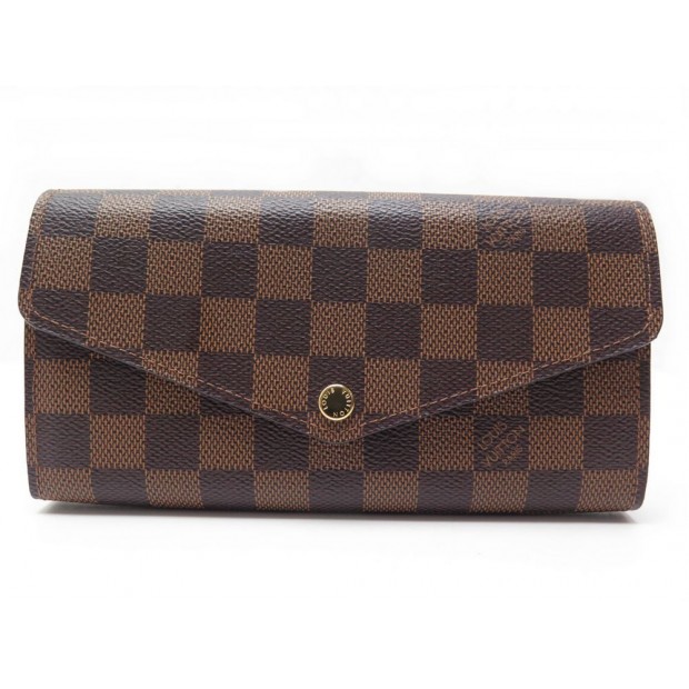 NEUF PORTEFEUILLE LOUIS VUITTON SARAH TOILE DAMIER EBENE N63209 NEW WALLET 475€