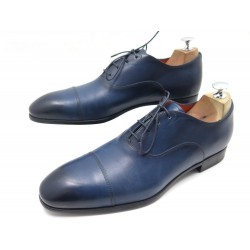 CHAUSSURES SANTONI RICHELIEU CUIR BLEU 