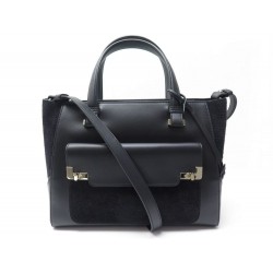 NEUF SAC A MAIN L DE LANCEL PM A07679 BANDOULIERE EN DAIM ET CUIR NOIR BAG 1290€