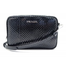 NEUF SAC A MAIN PRADA 1NF674 BANDOULIERE EN CUIR SERPENT AYERS NOIR BAG 1690€