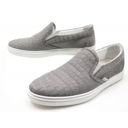 CHAUSSURES JIMMY CHOO GROVE BASKETS 42.5 EN CUIR GRIS FACON CROCO SNEAKERS 475€